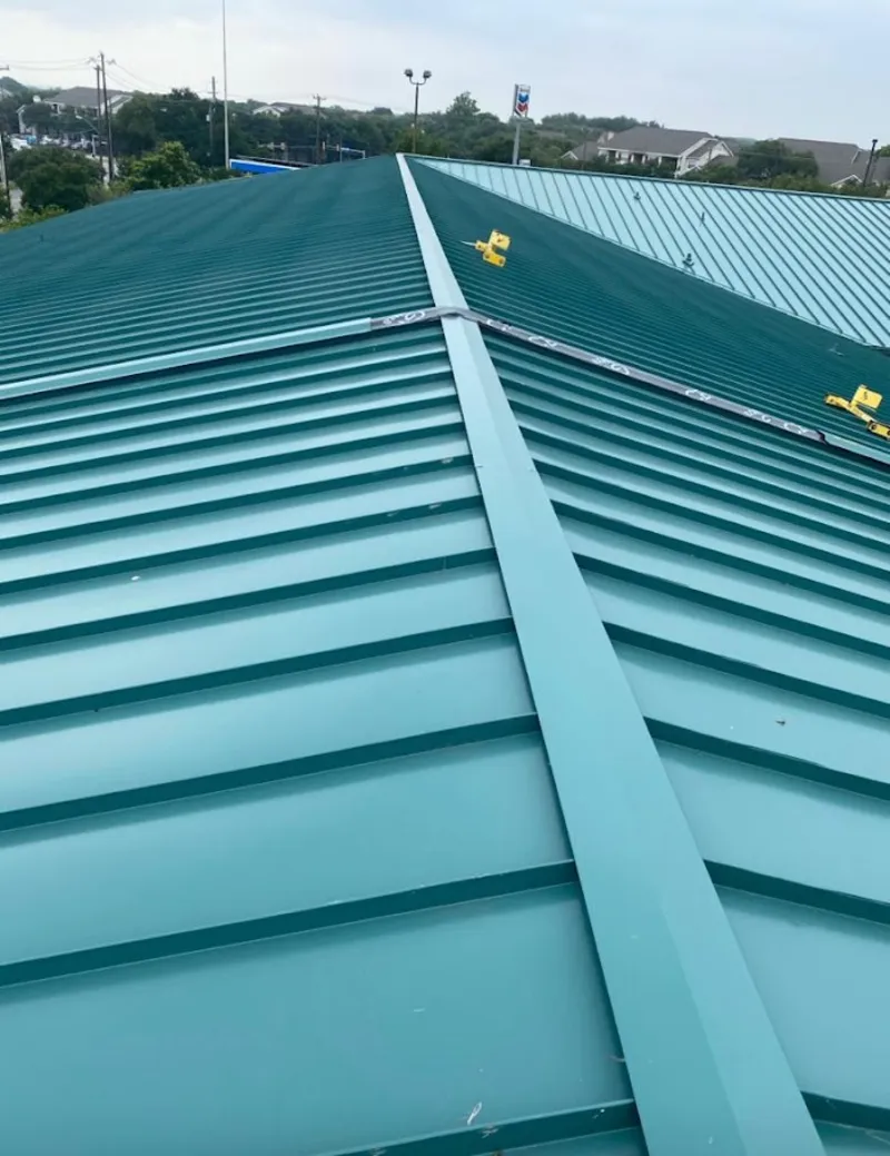 Green commercial metal roof ridge and valley for Metal Roof Repair in Mendham